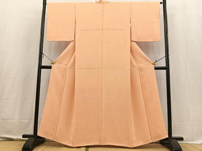 平和屋着物■上質な色無地　流水地紋　赤香色　正絹　逸品　BAAX3622yc