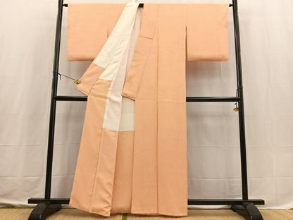 平和屋着物■上質な色無地　流水地紋　赤香色　正絹　逸品　BAAX3622yc