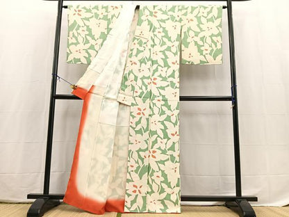 平和屋着物■上質な小紋　草花文　正絹　逸品　BAAX3797yc