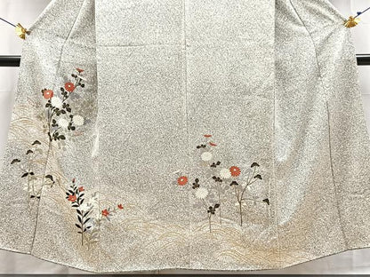 平和屋着物■訪問着　秋草文　たたき染め　金彩　正絹　逸品　BAAX3795yc