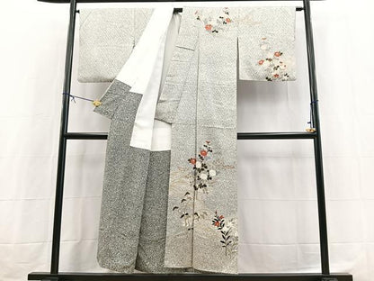 平和屋着物■訪問着　秋草文　たたき染め　金彩　正絹　逸品　BAAX3795yc
