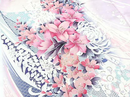 平和屋着物■豪華振袖　草花文　暈し染め　正絹　逸品　BAAX3781yc