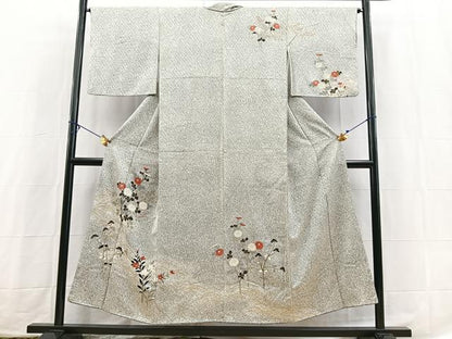 平和屋着物■訪問着　秋草文　たたき染め　金彩　正絹　逸品　BAAX3795yc