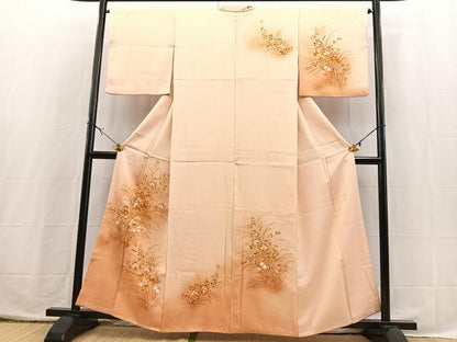 平和屋着物■訪問着　秋草文　暈し染め　正絹　逸品　BAAX3790yc