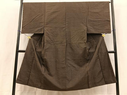 平和屋着物■男性　紬　横段文　正絹　逸品　BAAX3810yc