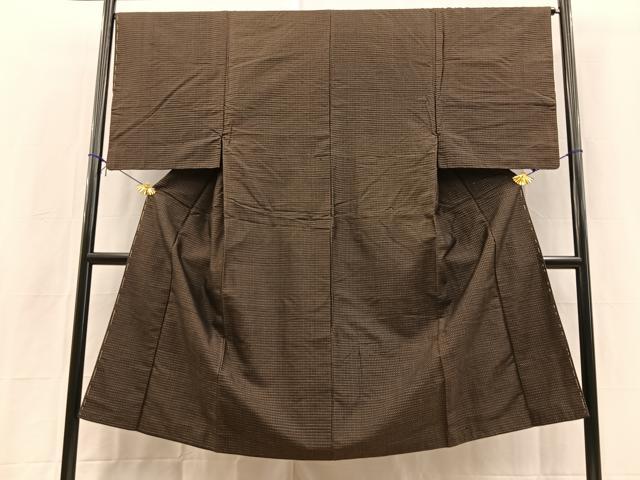 平和屋着物■男性　紬　横段文　正絹　逸品　BAAX3810yc