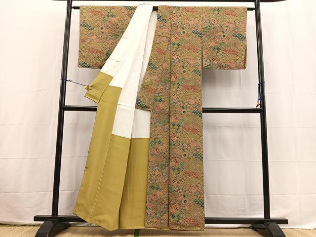 平和屋着物■上質な小紋　熨斗花文　正絹　逸品　BAAX3844yc