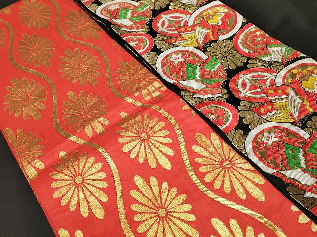 平和屋本店■子供帯 まとめて 35点 向かい鶴 孔雀羽 蝶 花柄 七宝 アンティーク 金銀糸 など 着用可能多数 未使用品あり ppp3813