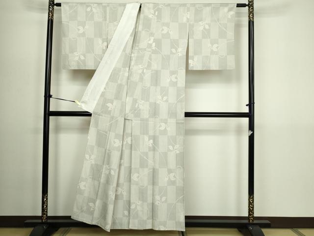 平和屋着物▽本塩沢　単衣　110亀甲　唐草文　正絹　逸品　DABG9596sf