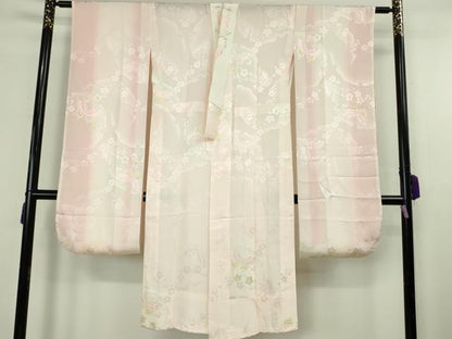 平和屋本店●極上　創業460年・千總　振袖・長襦袢(無双仕立て・半衿刺繍)セット　駒刺繍　御所車花文　金彩　逸品　DZAB8509kh6