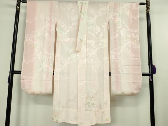 平和屋本店●極上　創業460年・千總　振袖・長襦袢(無双仕立て・半衿刺繍)セット　駒刺繍　御所車花文　金彩　逸品　DZAB8509kh6
