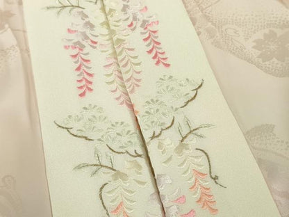 平和屋本店●極上　創業460年・千總　振袖・長襦袢(無双仕立て・半衿刺繍)セット　駒刺繍　御所車花文　金彩　逸品　DZAB8509kh6