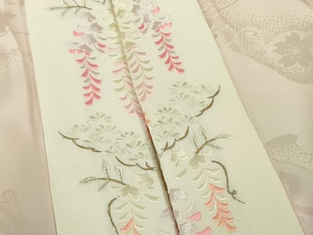 平和屋本店●極上　創業460年・千總　振袖・長襦袢(無双仕立て・半衿刺繍)セット　駒刺繍　御所車花文　金彩　逸品　DZAB8509kh6
