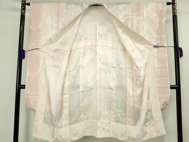 平和屋本店●極上　創業460年・千總　振袖・長襦袢(無双仕立て・半衿刺繍)セット　駒刺繍　御所車花文　金彩　逸品　DZAB8509kh6
