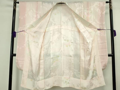 平和屋本店●極上　創業460年・千總　振袖・長襦袢(無双仕立て・半衿刺繍)セット　駒刺繍　御所車花文　金彩　逸品　DZAB8509kh6