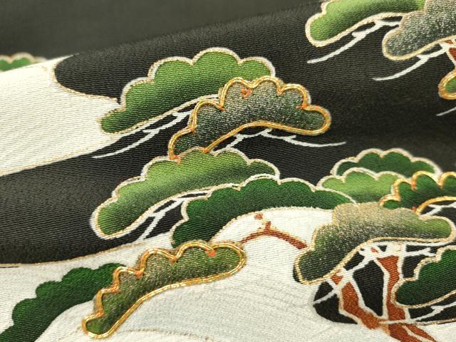 平和屋着物■豪華黒留袖　駒刺繍　浜松文　金彩　正絹　逸品　DABG6929cd