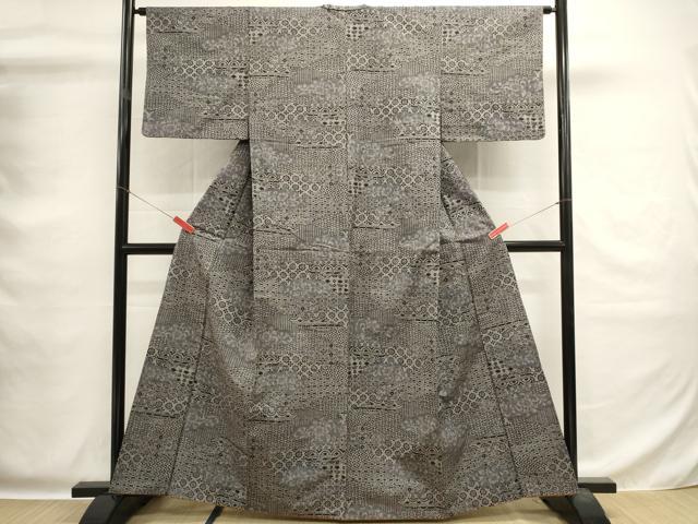 平和屋着物■上質な紬　雲重ね吉祥花文　正絹　逸品　DABG6962cd