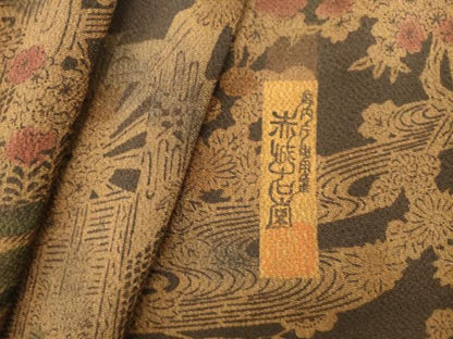 平和屋着物■宮内庁御用達　赤城右堂　小紋　風景文　暈し染め　鬼しぼ縮緬　正絹　逸品　DABG6938cd