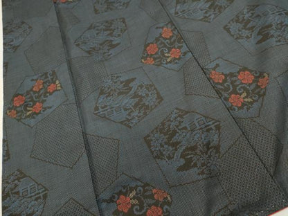 平和屋着物■本場大島紬　7マルキ　幾何学花文　正絹　逸品　DABG6960cd