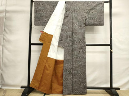 平和屋着物■上質な紬　雲重ね吉祥花文　正絹　逸品　DABG6962cd