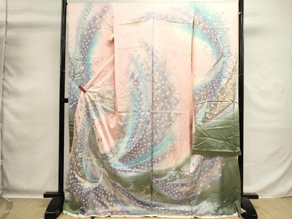 平和屋着物■豪華振袖　孔雀羽文　暈し染め　金銀彩　仮絵羽　逸品　未使用　DABG6961cd