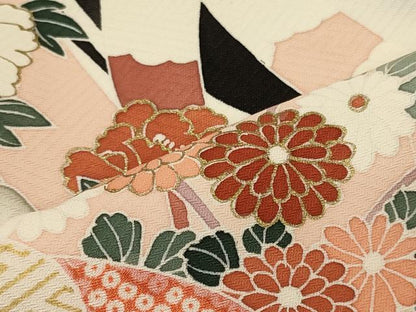 平和屋着物■訪問着　几帳草花文　暈し染め　金彩　正絹　逸品　未使用　CABI1612oy