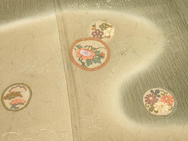 平和屋着物■訪問着　刺繍　花丸文　暈し染め　金彩　正絹　逸品　DABG4275qp