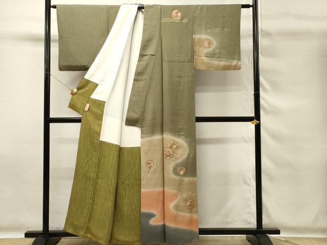 平和屋着物■訪問着　刺繍　花丸文　暈し染め　金彩　正絹　逸品　DABG4275qp