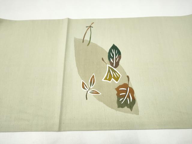 平和屋着物●九寸開き名古屋帯　紬地　舞葉文　正絹　逸品　CABI0261hy
