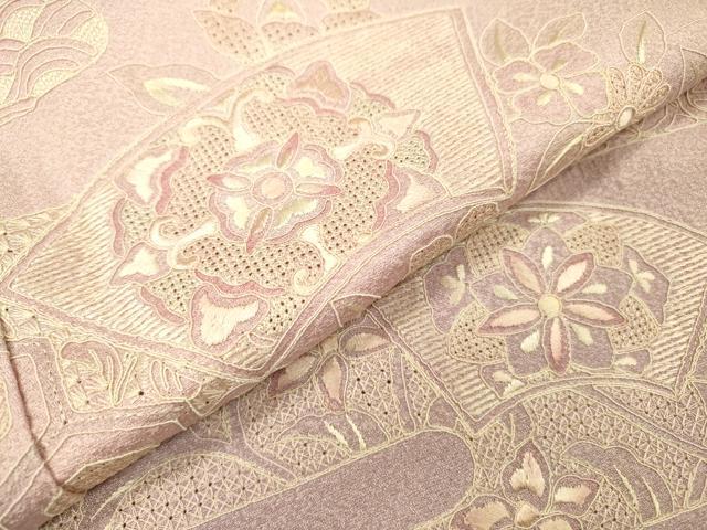 平和屋着物▼中国三大刺繍 スワトウ刺繍 汕頭刺繍 総刺繍 訪問着 吉祥霞地紙花文 暈し染 正絹 逸品 DABG5314fe