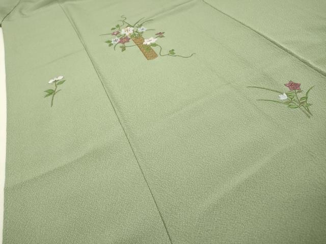 平和屋着物▼訪問着　総刺繍　飾花文　金糸　正絹　逸品　DABG5319fe