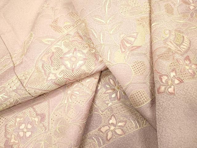 平和屋着物▼中国三大刺繍 スワトウ刺繍 汕頭刺繍 総刺繍 訪問着 吉祥霞地紙花文 暈し染 正絹 逸品 DABG5314fe