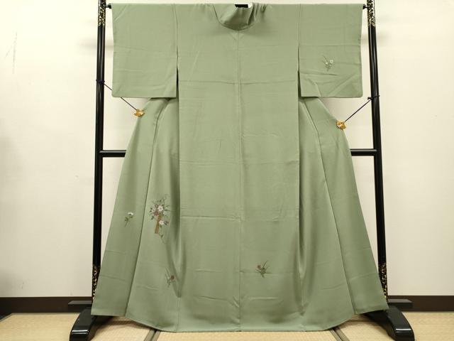 平和屋着物▼訪問着　総刺繍　飾花文　金糸　正絹　逸品　DABG5319fe