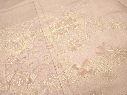 平和屋着物▼中国三大刺繍 スワトウ刺繍 汕頭刺繍 総刺繍 訪問着 吉祥霞地紙花文 暈し染 正絹 逸品 DABG5314fe