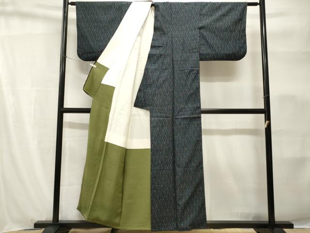 平和屋着物■上質な紬　亀甲柄　正絹　逸品　CABH9155ev