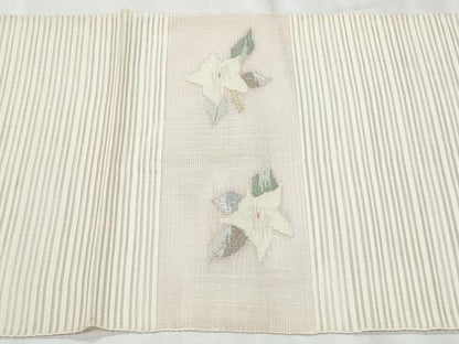 平和屋着物＊夏物　八寸名古屋帯　絽綴れ　流水枝椿　金銀糸　正絹　逸品　CABH8347fb