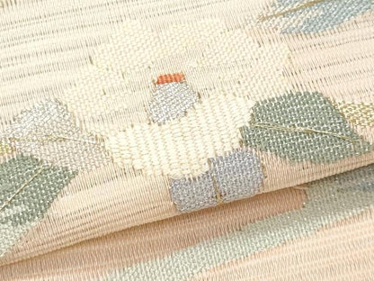 平和屋着物＊夏物　八寸名古屋帯　絽綴れ　流水枝椿　金銀糸　正絹　逸品　CABH8347fb