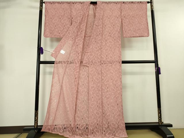 平和屋着物∴極上　夏物 浴衣・小紋兼用　肌襦袢・兵児帯(女郎花色)3点セット　レース　花唐草文 オールドローズ色 逸品 新品 DZAB10514kh6