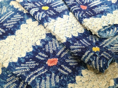 平和屋着物＊夏物　有松鳴海絞り　浴衣　反物　着尺　湯のし前　格子　証紙付き　綿　逸品　未使用　DABH2015zzz