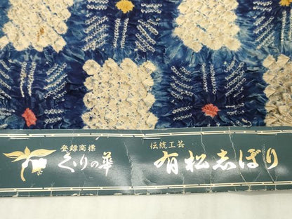 平和屋着物＊夏物　有松鳴海絞り　浴衣　反物　着尺　湯のし前　格子　証紙付き　綿　逸品　未使用　DABH2015zzz