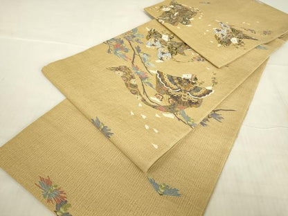 平和屋着物＊夏物　明綴れ　袋帯　童子遊び　金糸　正絹　逸品　DABG0617az