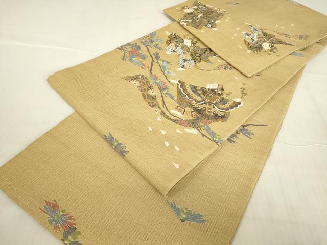 平和屋着物＊夏物　明綴れ　袋帯　童子遊び　金糸　正絹　逸品　DABG0617az