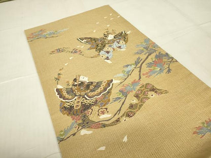 平和屋着物＊夏物　明綴れ　袋帯　童子遊び　金糸　正絹　逸品　DABG0617az