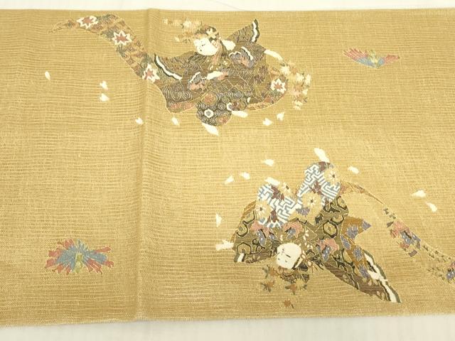 平和屋着物＊夏物　明綴れ　袋帯　童子遊び　金糸　正絹　逸品　DABG0617az