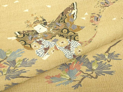 平和屋着物＊夏物　明綴れ　袋帯　童子遊び　金糸　正絹　逸品　DABG0617az