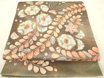 平和屋着物▼太鼓柄袋帯　作家物　辻が花　絞り　金糸　正絹　逸品　DABG0588az