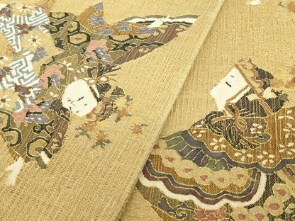 平和屋着物＊夏物　明綴れ　袋帯　童子遊び　金糸　正絹　逸品　DABG0617az