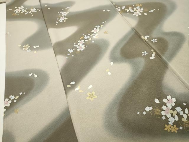 平和屋着物●世界的友禅作家　千地泰弘　小紋　舞桜文　金銀彩　正絹　逸品　CABI0449gh