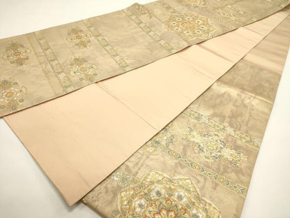 平和屋着物◎六通柄袋帯　正倉院花文　金銀糸　正絹　逸品　DABH1553cd