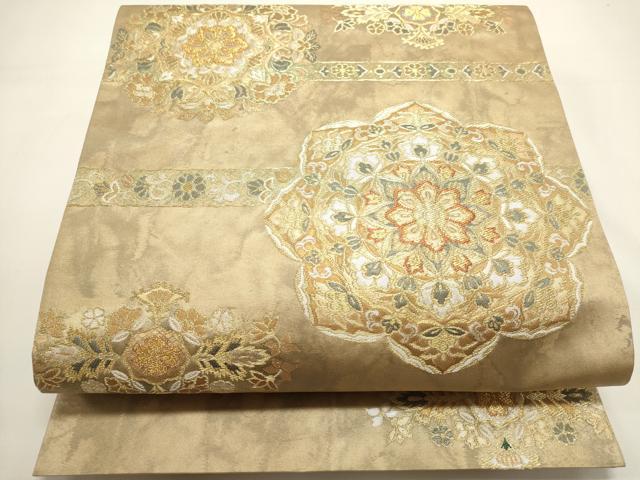 平和屋着物◎六通柄袋帯　正倉院花文　金銀糸　正絹　逸品　DABH1553cd